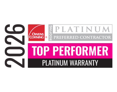 2026 Owens Corning Platinum Preferred Contractor — Top Performer, Platinum Warranty